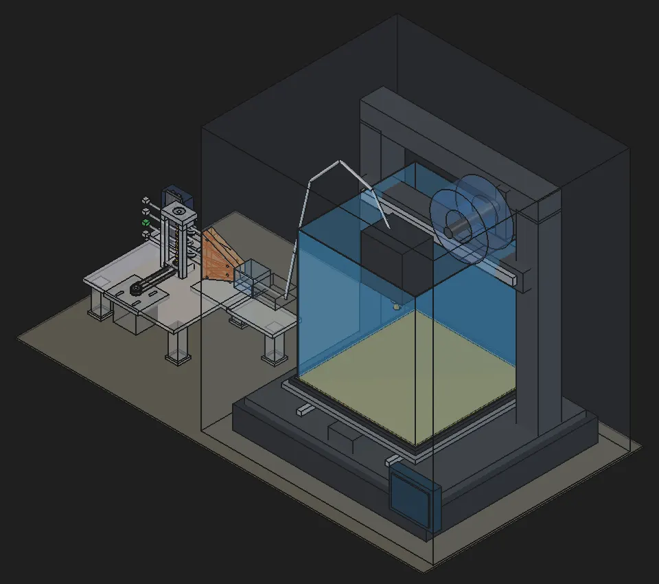 Render CAD del sistema multifilamento