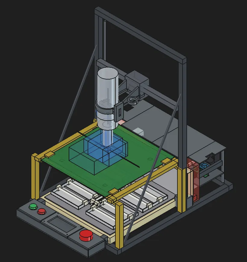 Render CAD de la estación de reballing BGA